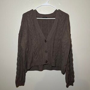 Wild Fable Brown Cropped Knit Cardigan